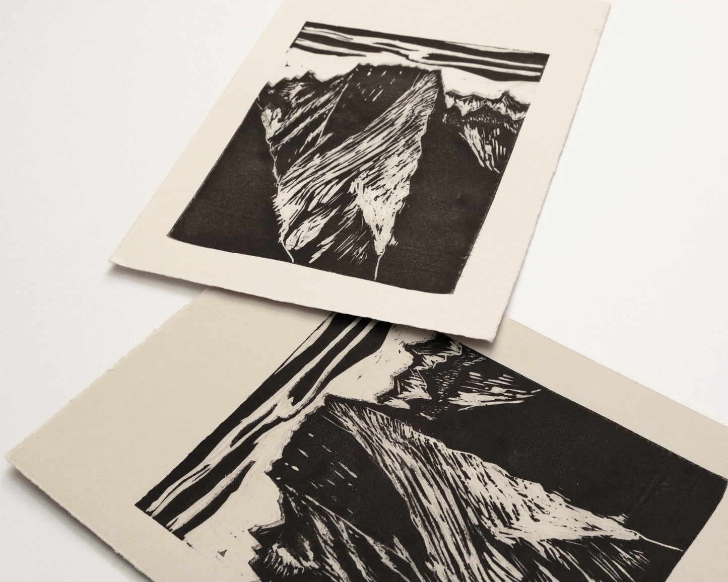 Badile mountain, Original linocut print