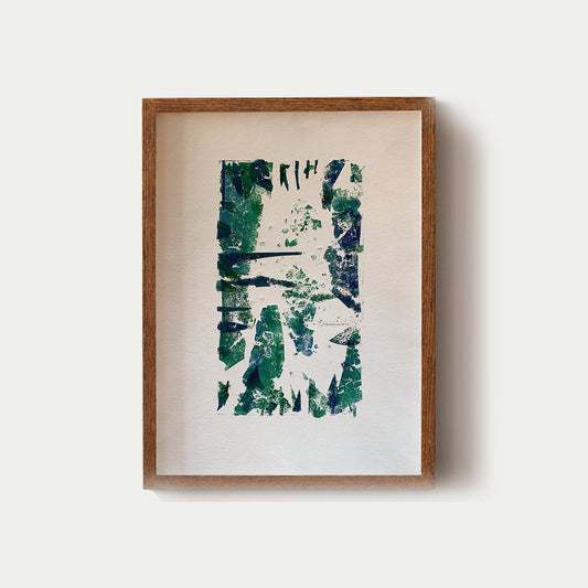 Unpredictable 2. Monotype, Prints. Green/Blue. Tiny Pieces